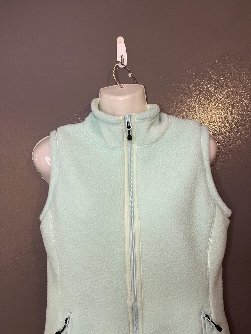 Vineyard Vines Vest Womens XS Green Fleece Full Zip Pockets Whale Logo Preppy